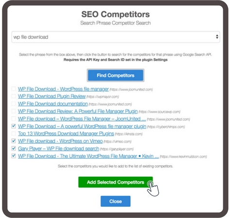 Find Your Biggest Competitors Build a list of competitors and search query goals unique to each page or post